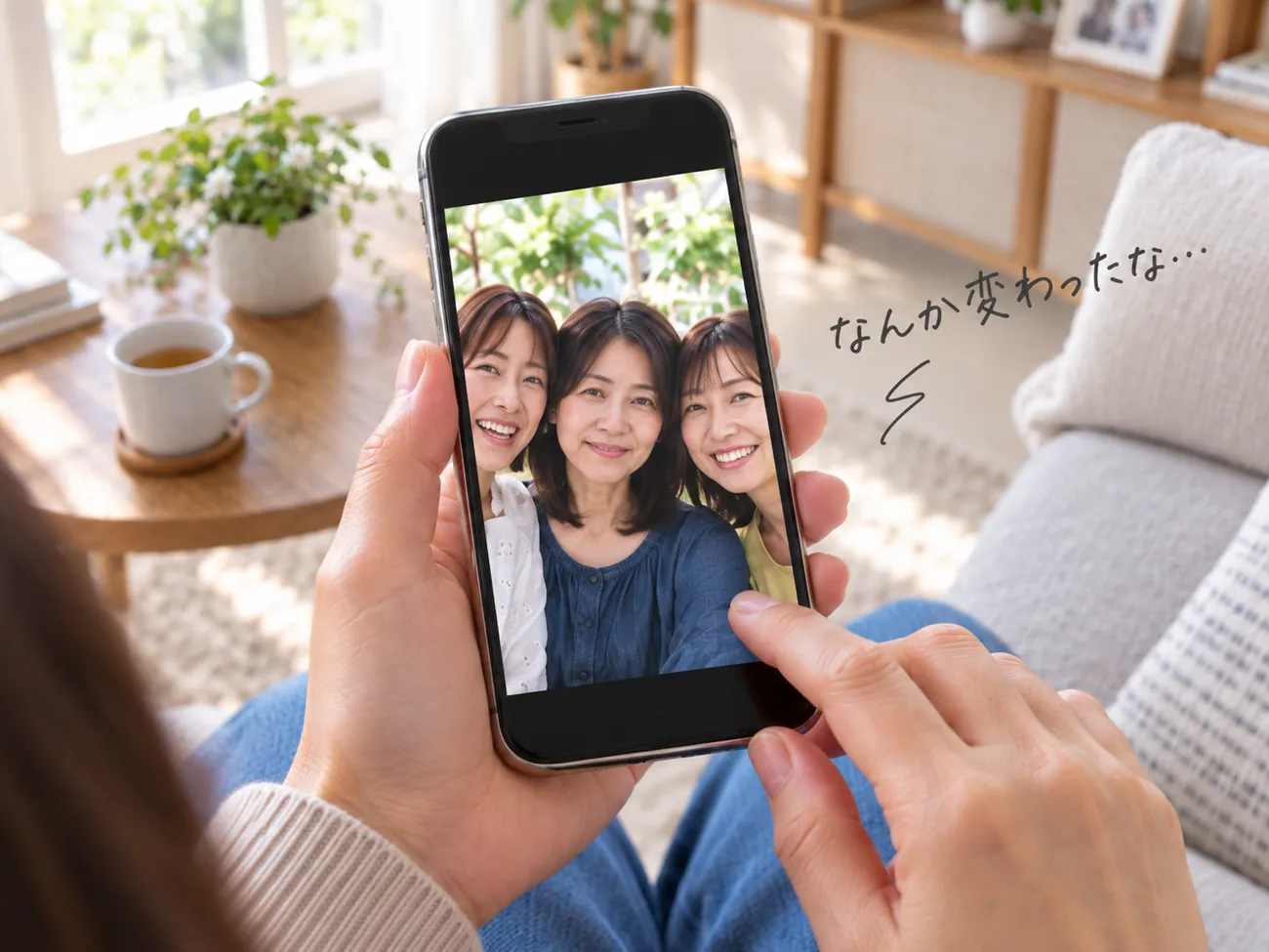 写真を見てショックを受ける女性